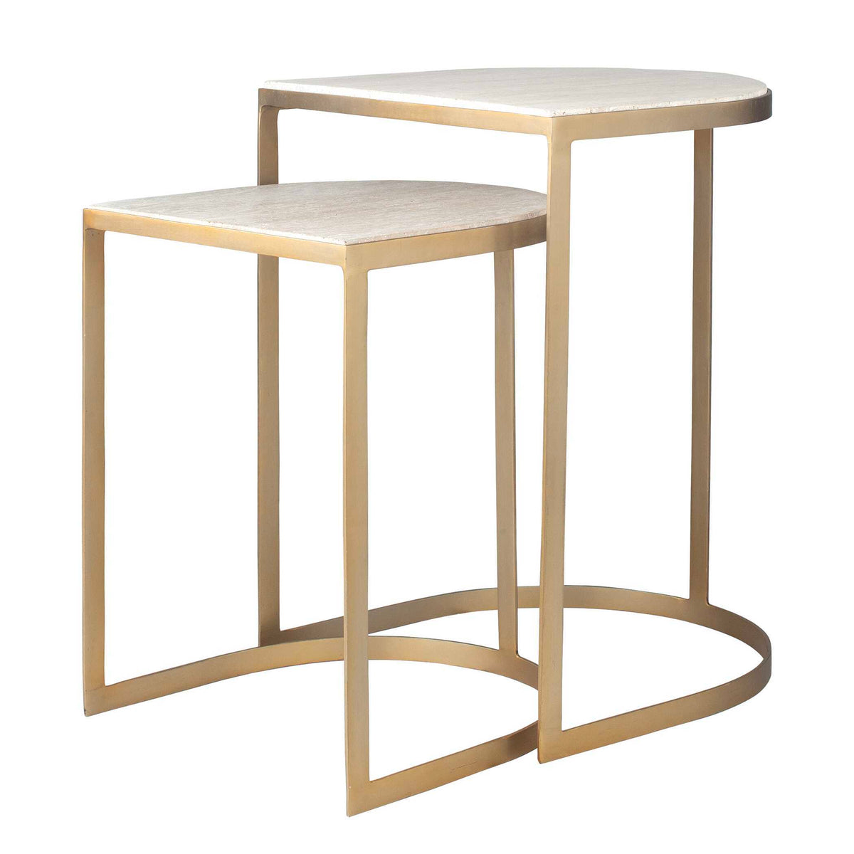 Lindon Travertine Nesting Tables Set - Gold / White by Uttermost - View 4