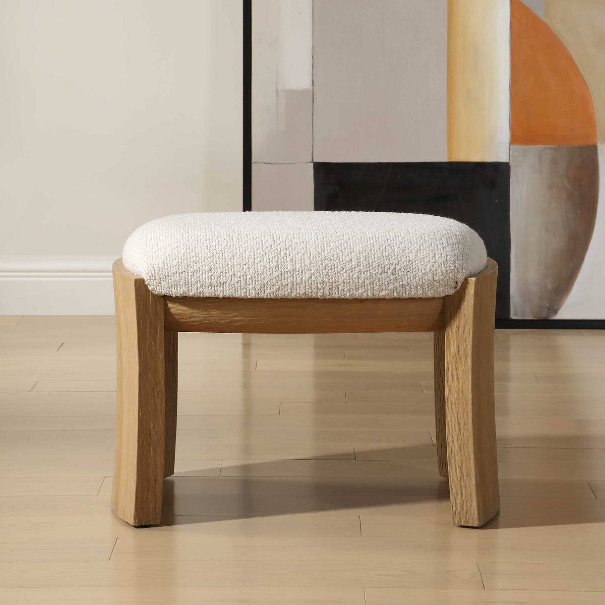 Port Small Bench Natural / White - White / Light Brown by Uttermost - View 2