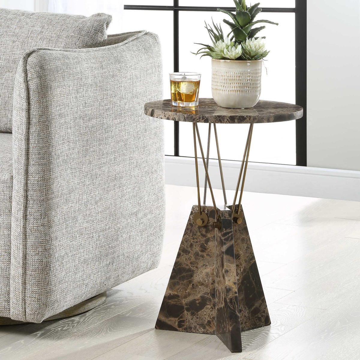 Levitate Marble Accent Table - Dark Brown by Uttermost - View 3