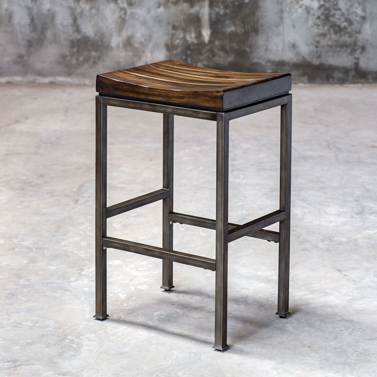 Beck Industrial Bar Stool Dark Brown & Black - Dark Brown / Black by Uttermost - View 2