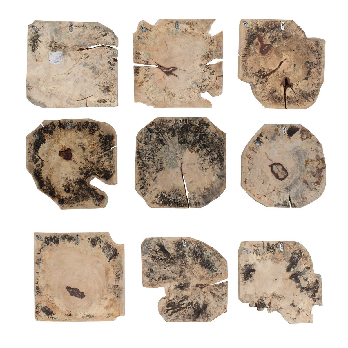 Bahati Wood Bleached Wall Decor (Set of 9) - Light Brown by Uttermost - View 5