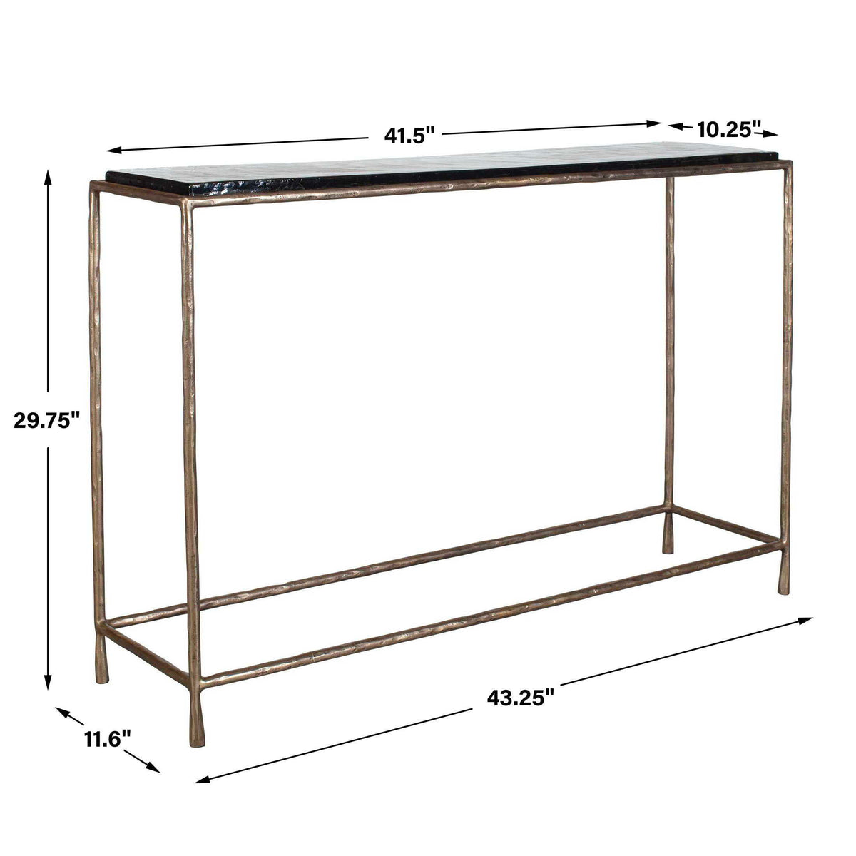 Ovard Minimalist Metal Console Table Brass - Gold / Black by Uttermost - View 8