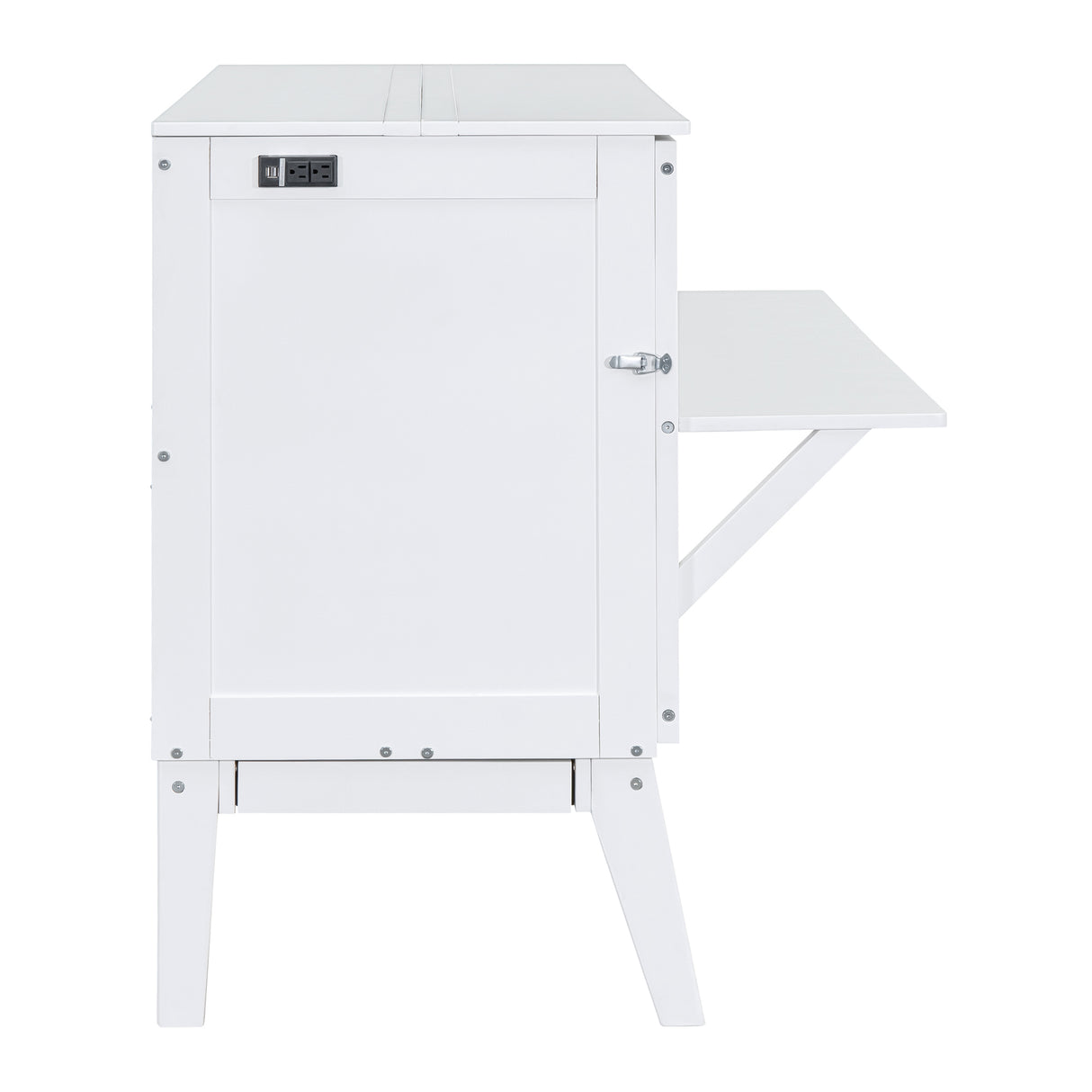 Queen Size Murphy Bed with USB Port and removable Shelves on Each Side,White - Home Elegance USA