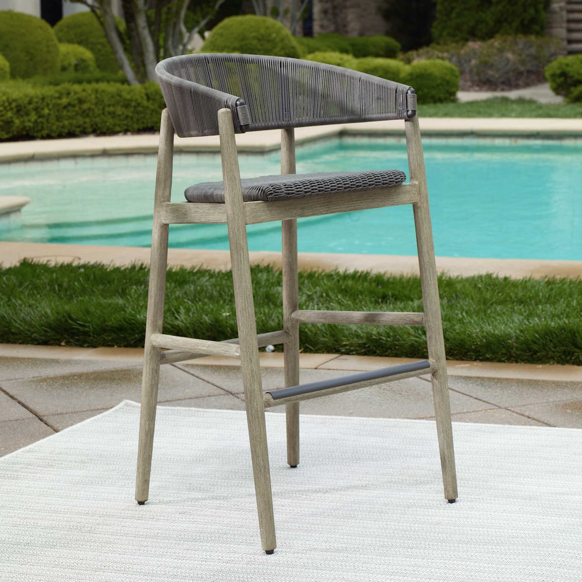Dermott Outdoor Bar Stool - Light Brown / Dark Gray by Uttermost - View 2