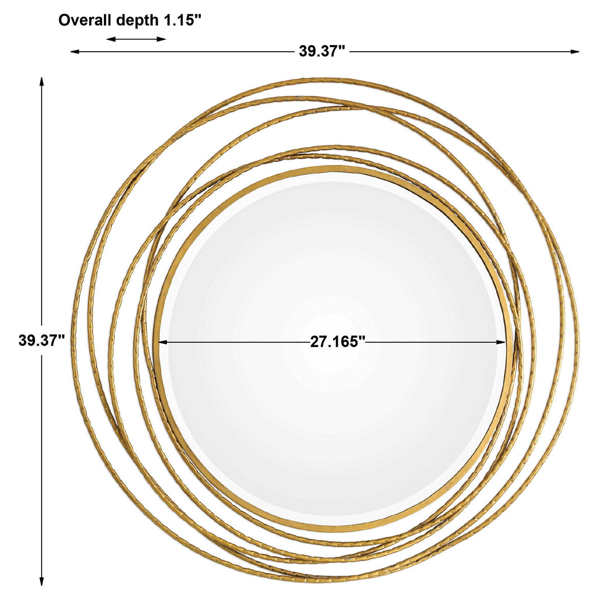 Whirlwind Round Mirror - Gold by Uttermost - View 3