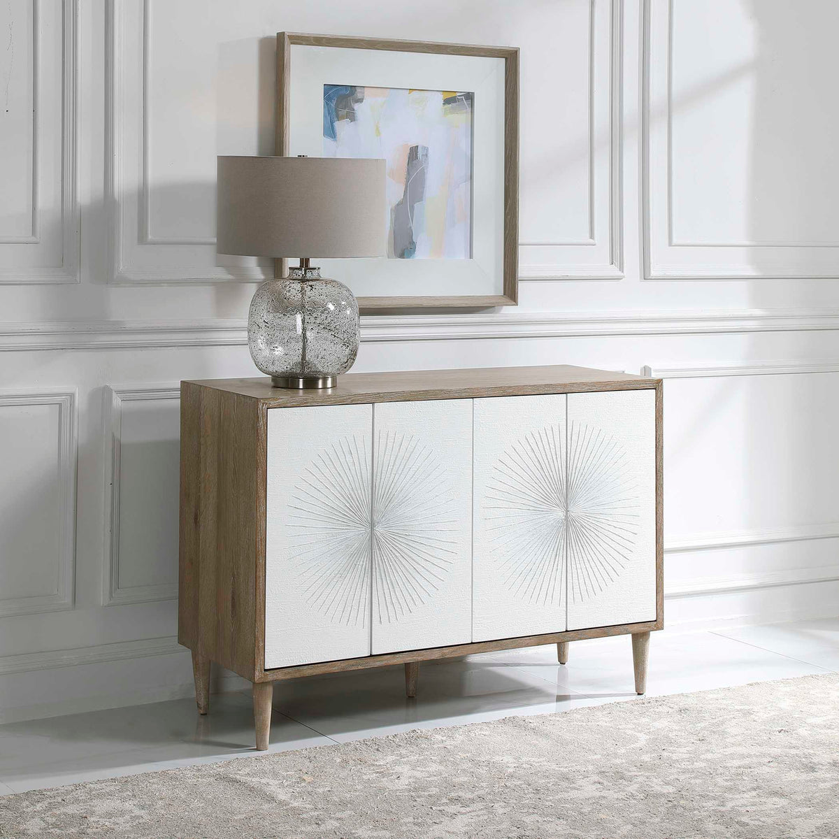 Dani 4 Door Cabinet - White / Light Brown by Uttermost - View 3