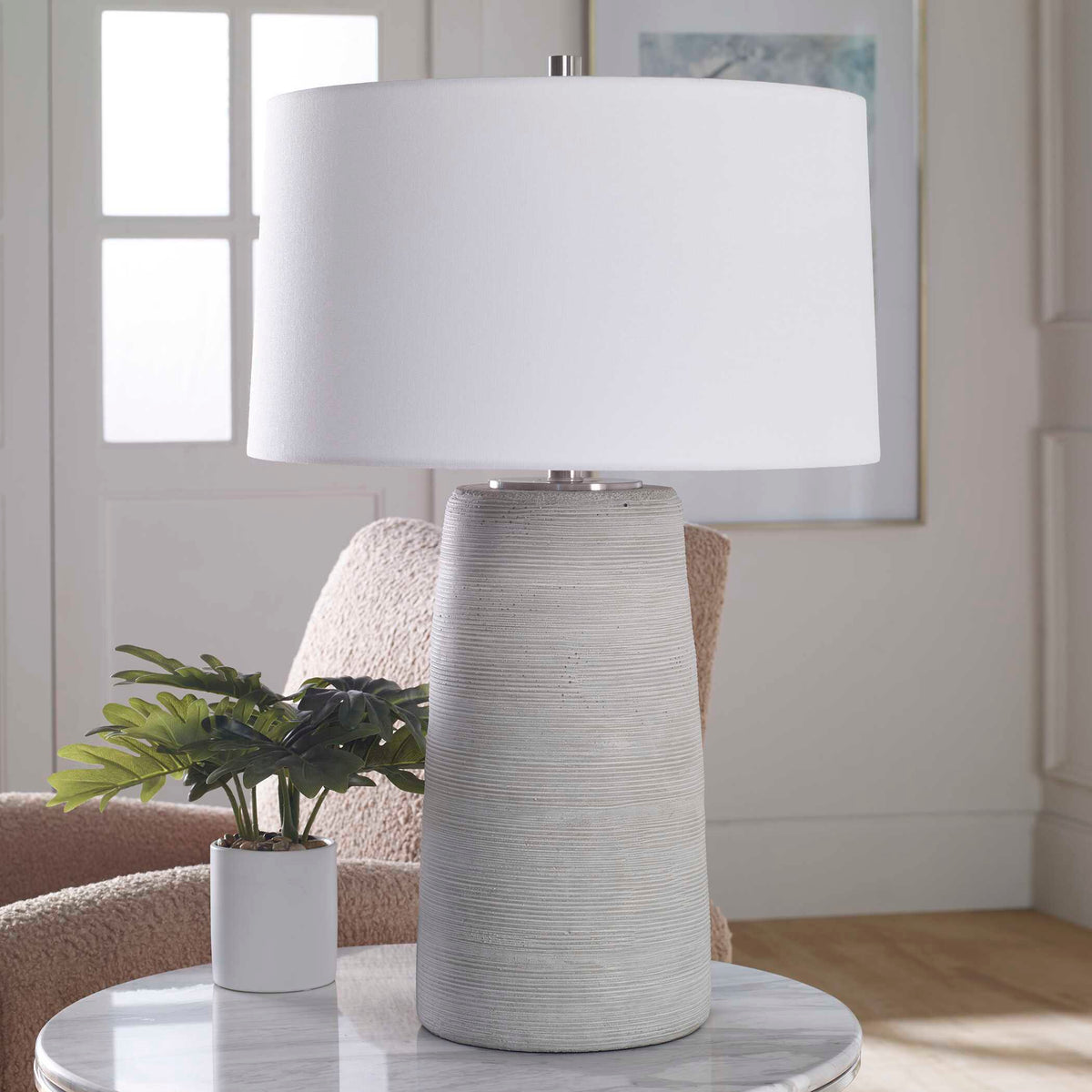 Mountainscape Table Lamp - Silver / White by Uttermost - View 3