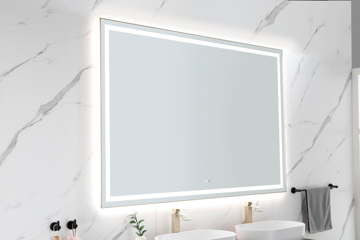 84in. W x 48in. H Oversized Rectangular Black Framed LED Mirror Anti - Fog Dimmable Wall Mount Bathroom Vanity Mirror HD Wall Mirror Kit For Gym And Dance Studio 48X 72Inches With Safety Ba | Home Elegance USA