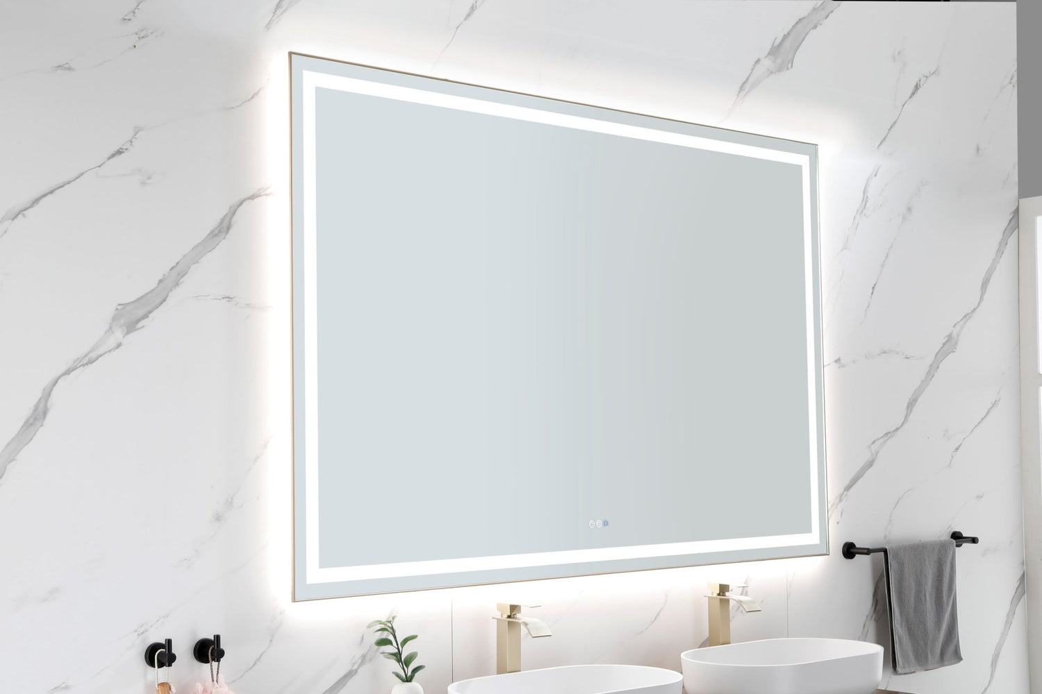 84in. W x 48in. H Oversized Rectangular Black Framed LED Mirror Anti - Fog Dimmable Wall Mount Bathroom Vanity Mirror HD Wall Mirror Kit For Gym And Dance Studio 48X 72Inches With Safety Ba | Home Elegance USA