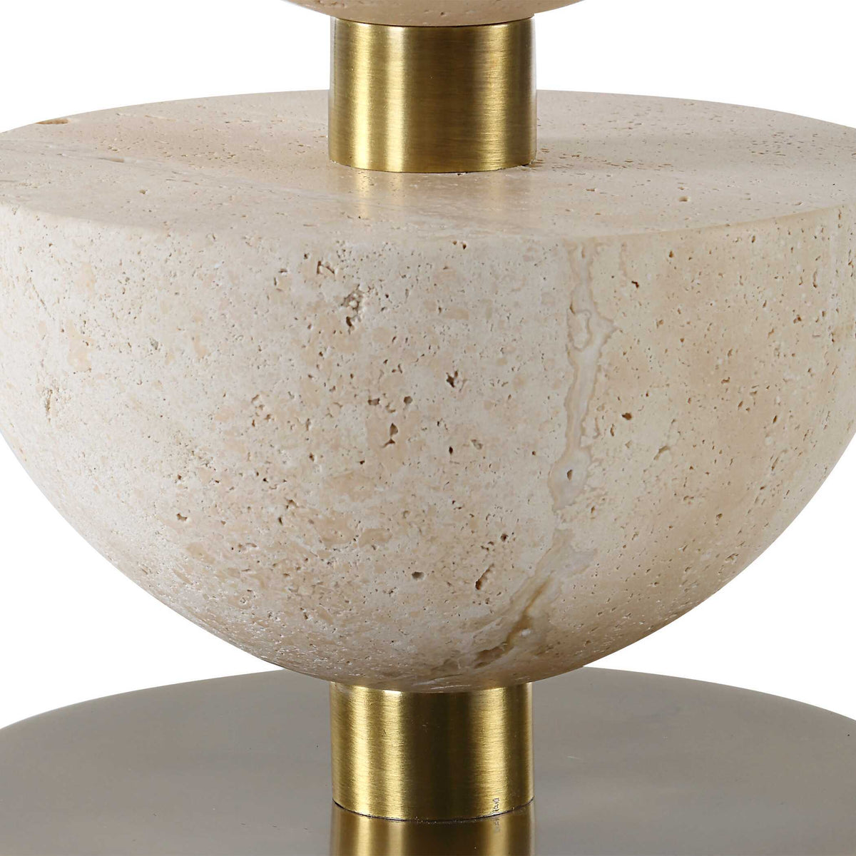 Hemisphere Travertine Table Lamp - Beige / Bronze by Uttermost - View 7