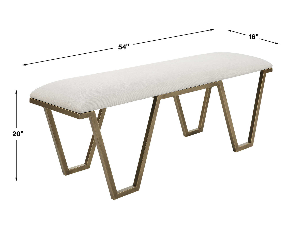 Farrah Geometric Bench - White / Yellow by Uttermost - View 8