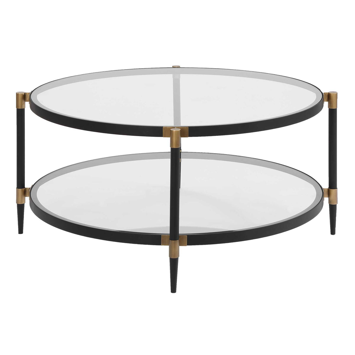 Chadid Round Glass Coffee Table - Black by Uttermost - View 6