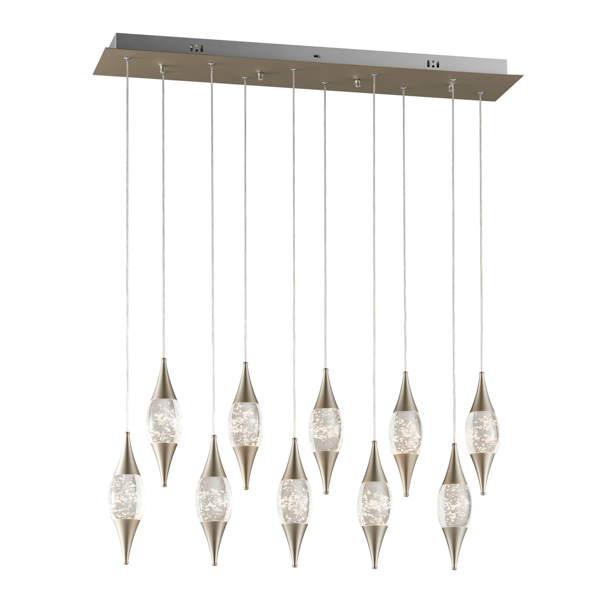 Shinny Teardrops Rectangular Chandelier // Matte Nickel  | Finesse - Home Elegance USA