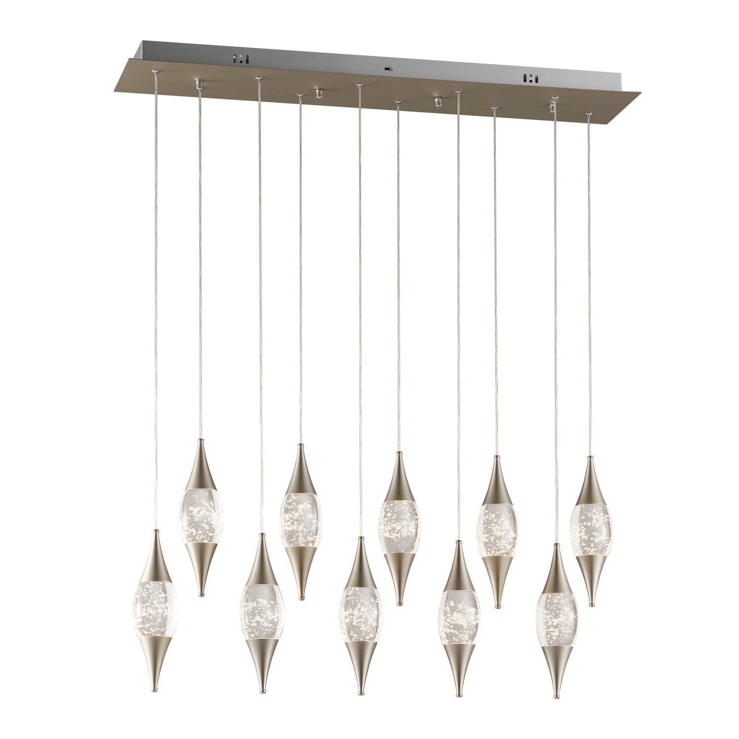 Shinny Teardrops Rectangular Chandelier // Matte Nickel  | Finesse - Home Elegance USA