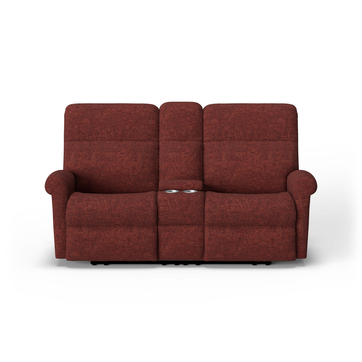 Davis Transitional Fabric Power Reclining Loveseat With Console & Power Headrests | Flexsteel