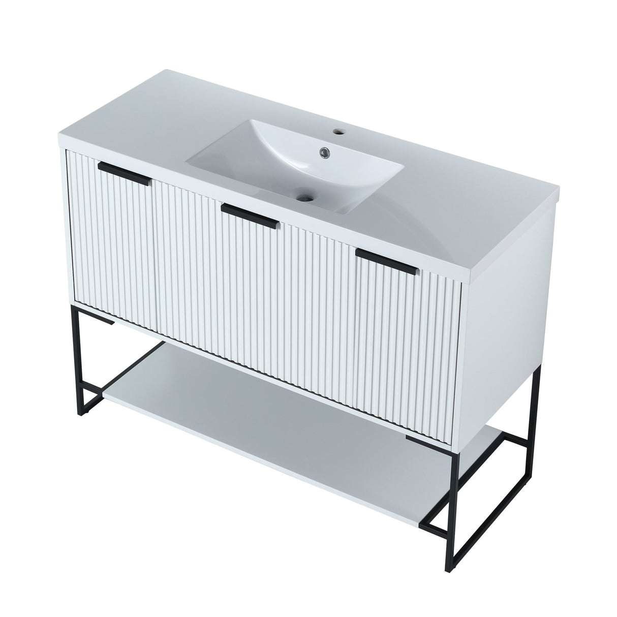 48 Inch Freestanding Bathroom Vanity With Resin Basin,48x18 - BVA01148WH | Home Elegance USA