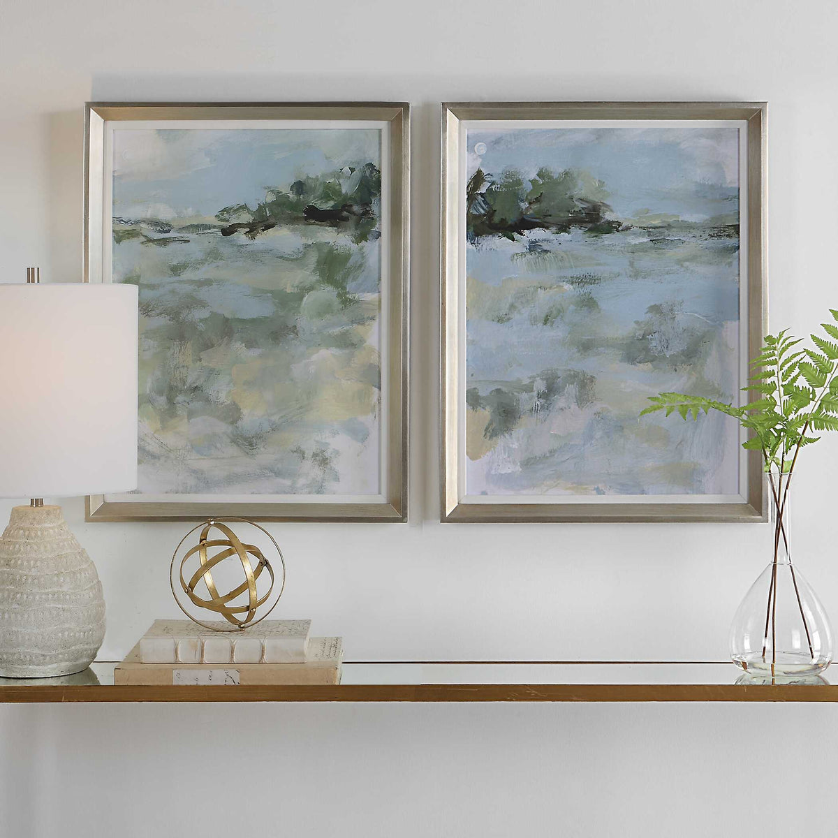 Far Away View View Framed Prints - Light Blue / Yellow by Uttermost - View 3