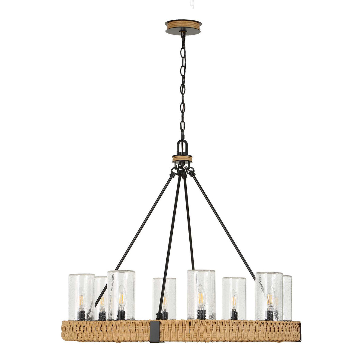 Palm Royal 8 Light Indoor-Outdoor Chandelier Black / Light Brown - Light Brown / Black by Uttermost - View 6