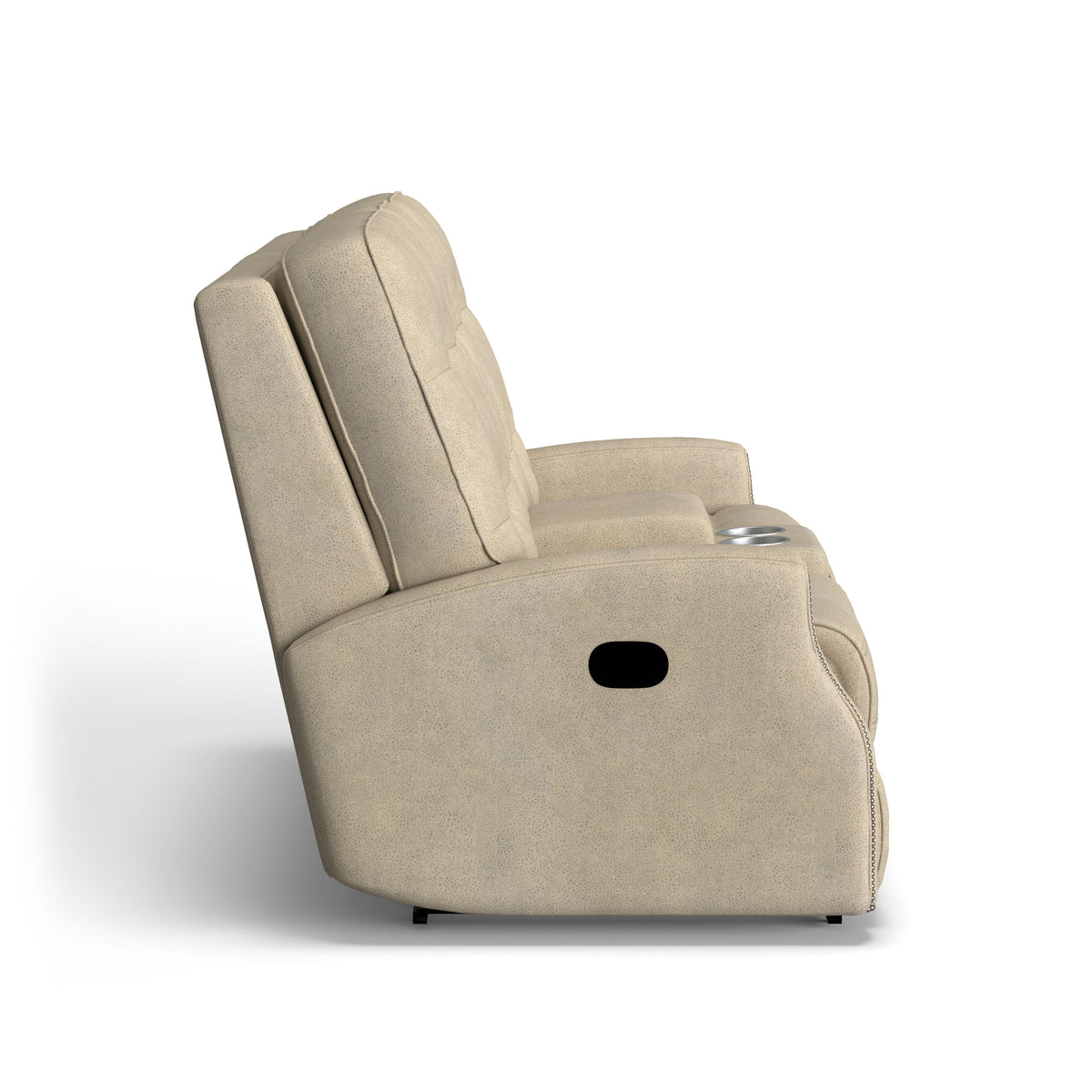 Devon Transitional Fabric Reclining Loveseat With Console | Flexsteel