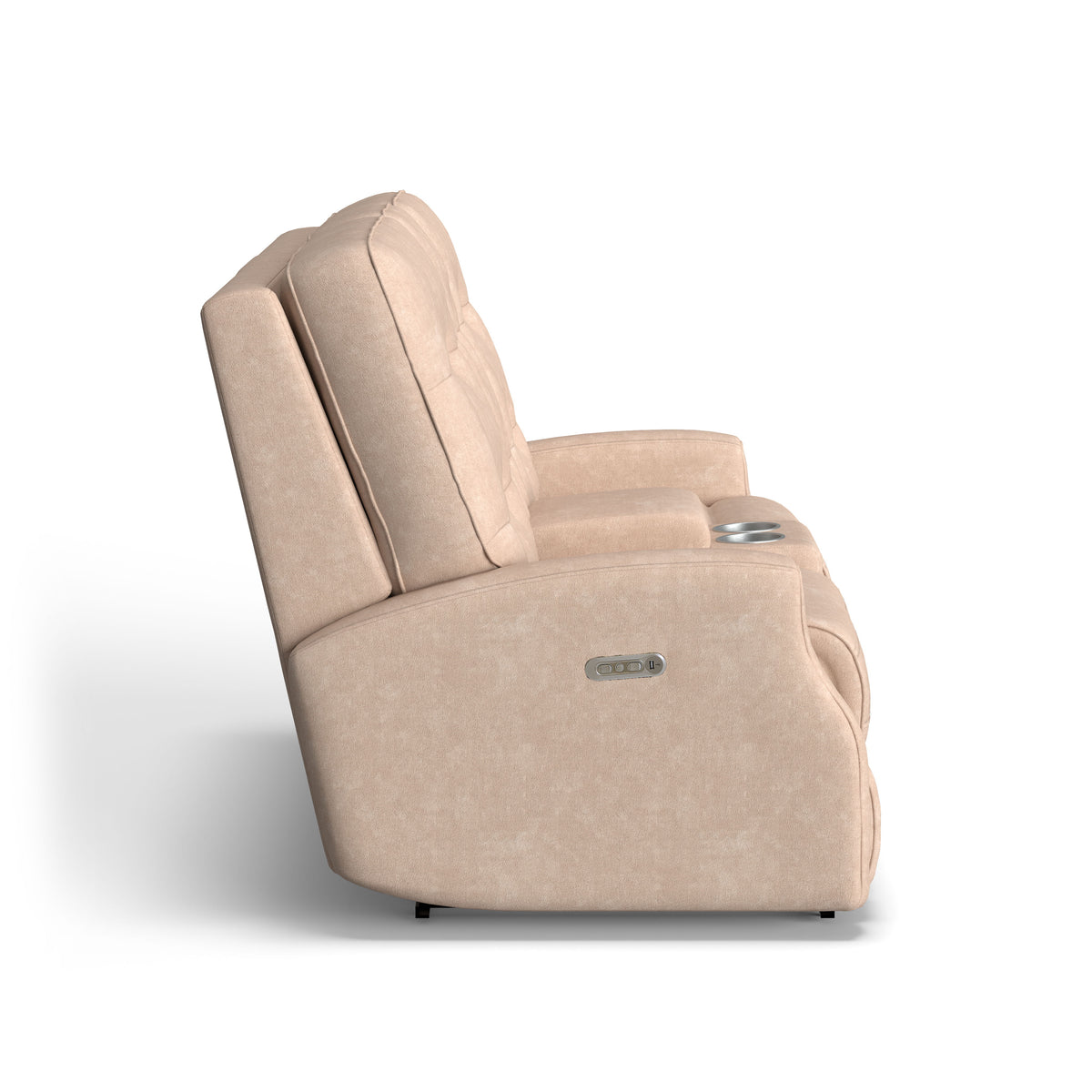 Devon Transitional Fabric Power Reclining Loveseat With Console & Power Headrests | Flexsteel