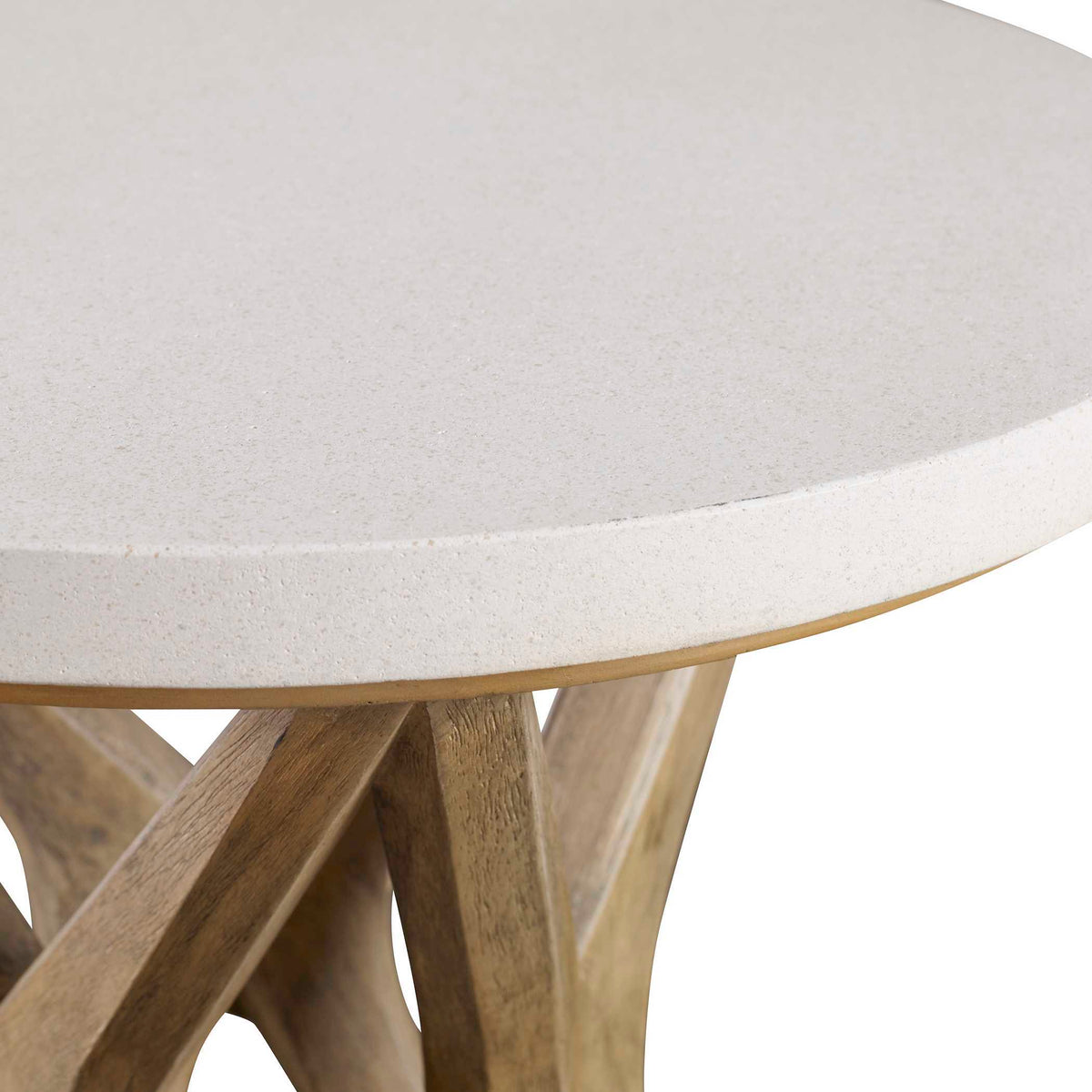 Marnie Limestone Side Table White & Light Brown - White / Light Brown by Uttermost - View 4