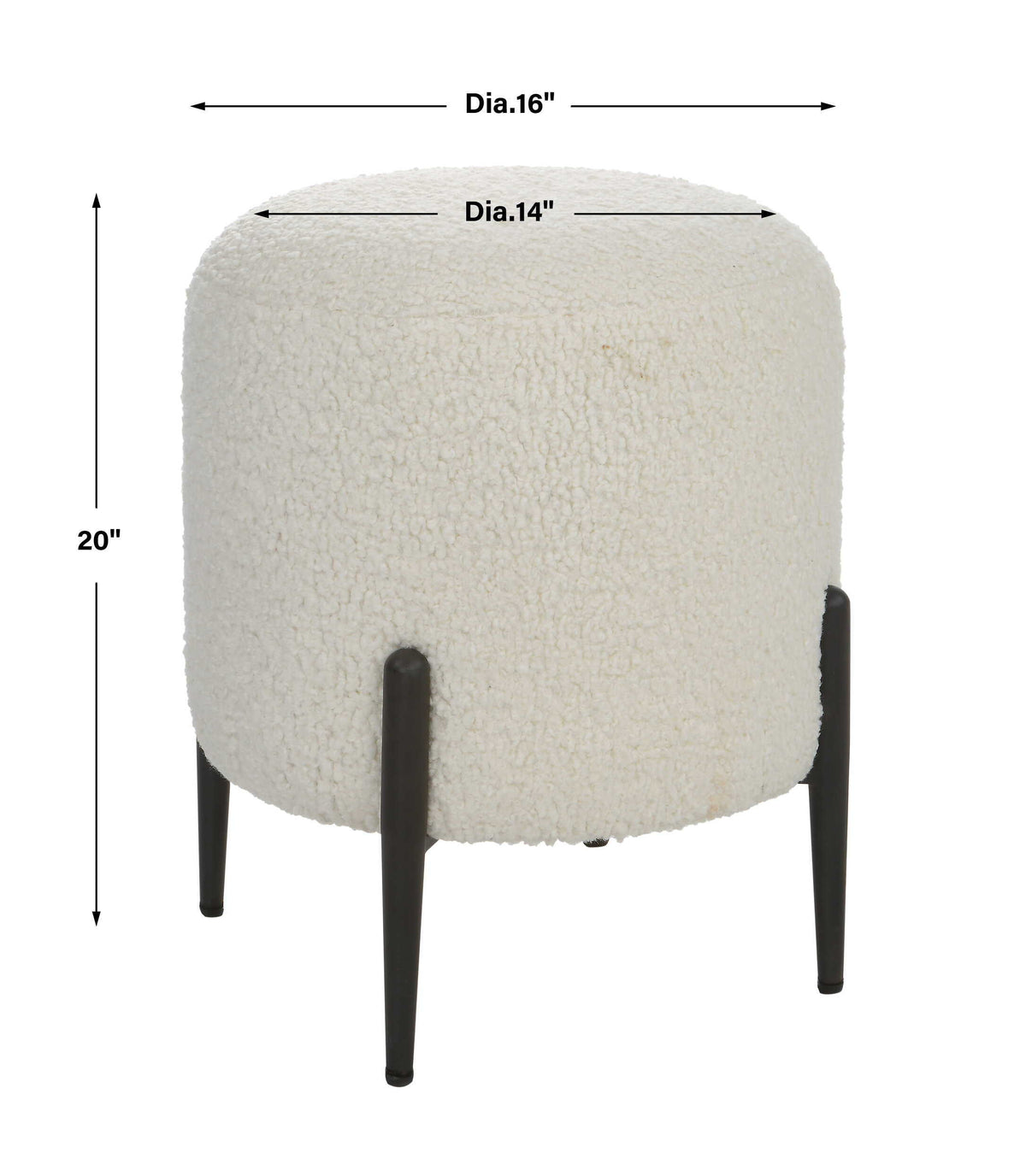 Arles Shearling Ottoman - White / Black by Uttermost - View 7
