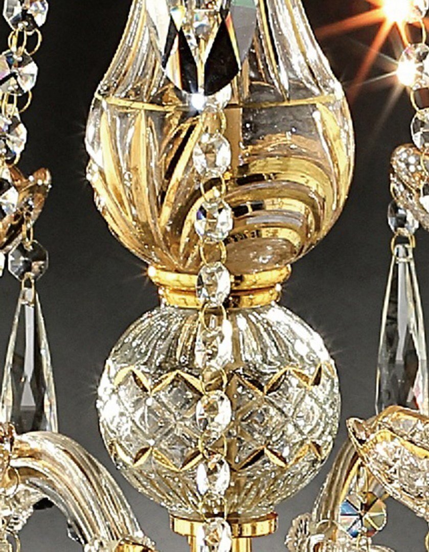 35" Tall" Luminere" 8 LED Light Chandelier with Crystals, Matte Gold and Crystal | Home Elegance USA