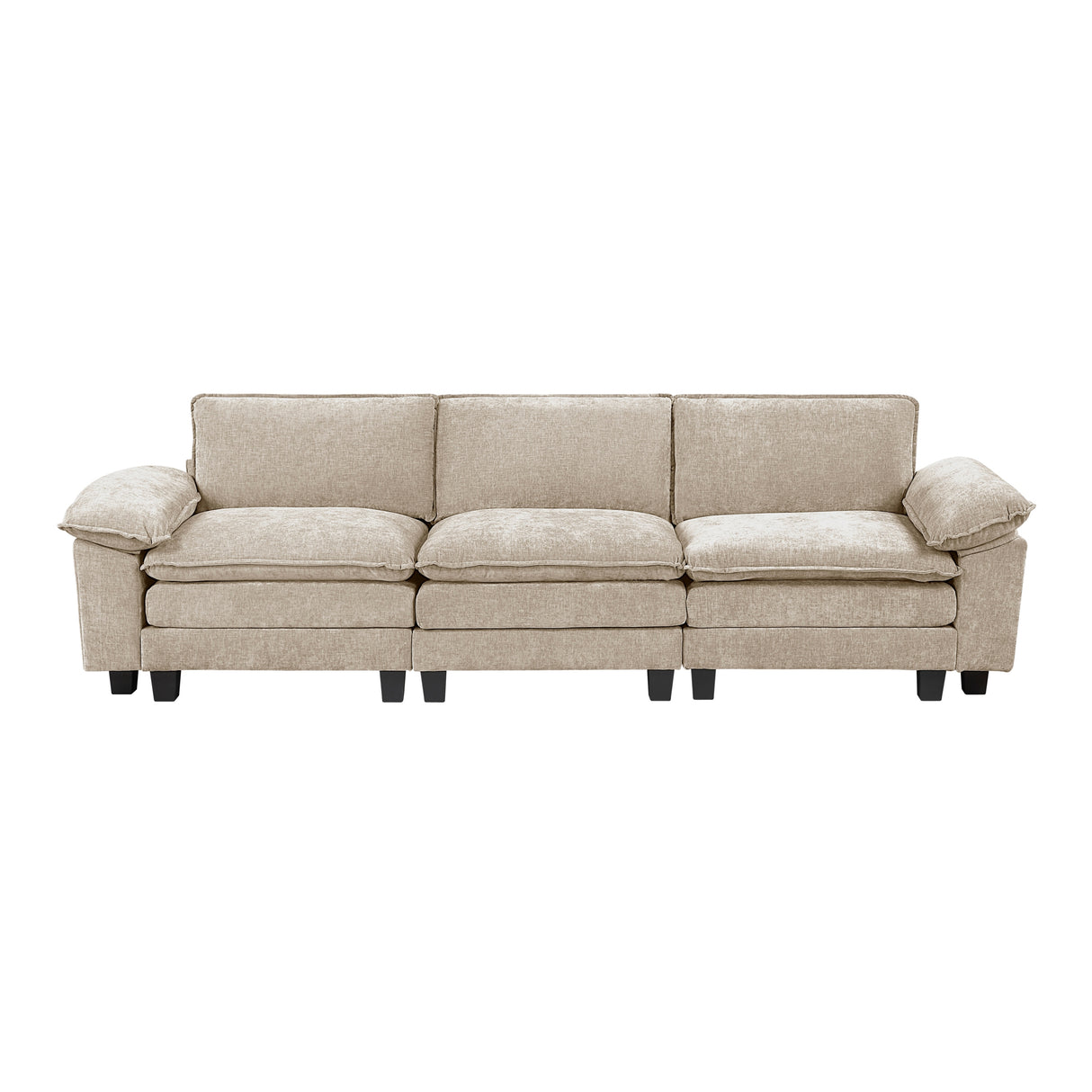 Modern Style Sofa Plush Comfort Taupe Chenille Fabric Upholstery Contemporary Living Room Furniture 1pc Durable Plywood