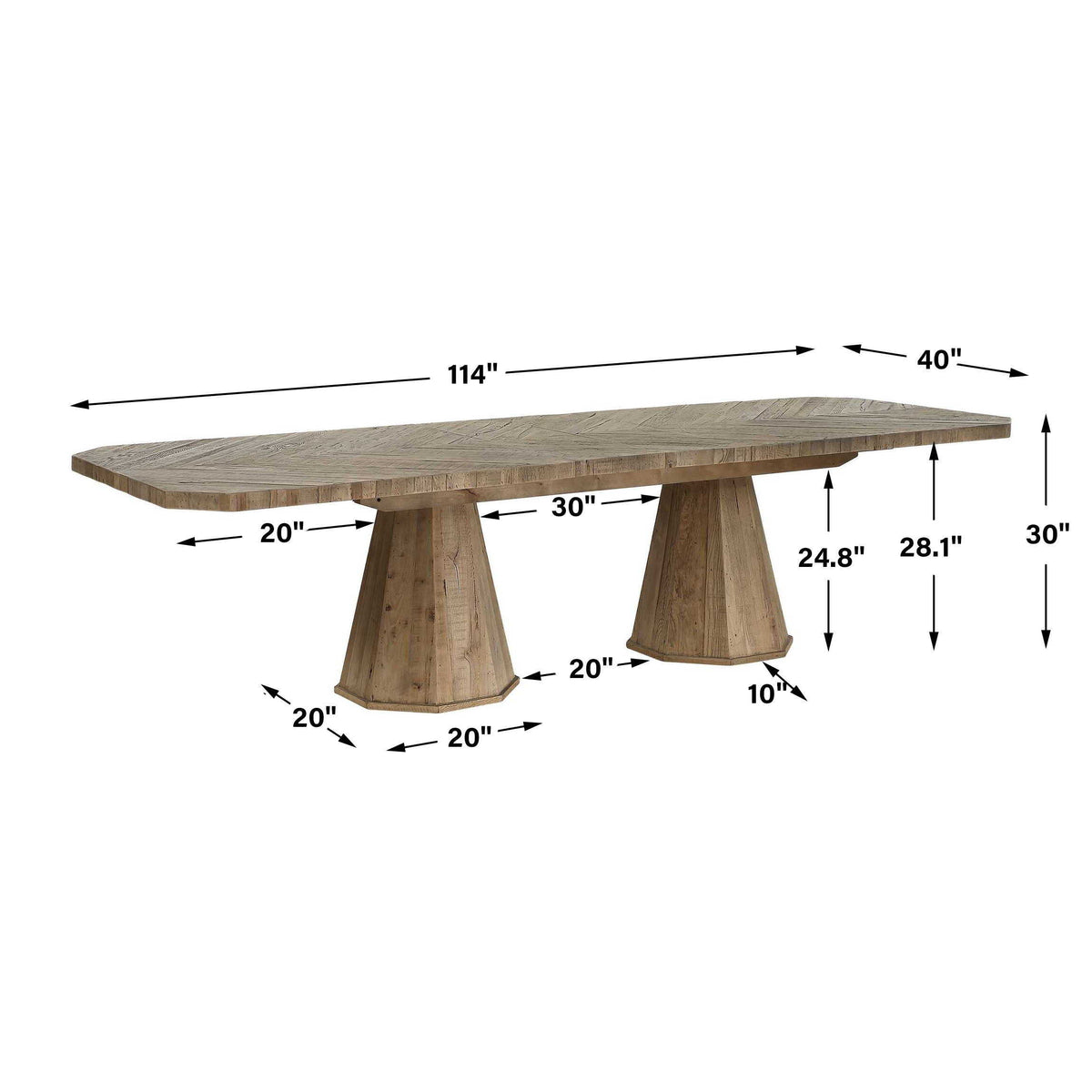 Caledon Reclaimed Dining Table Oak - Light Brown by Uttermost - View 9