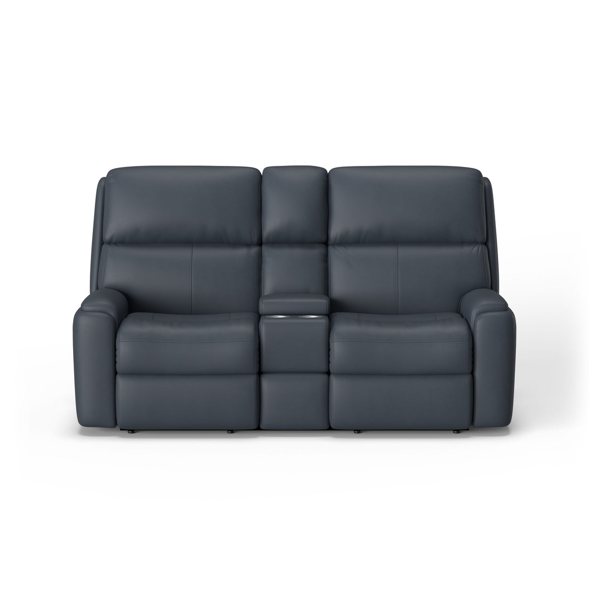 Rio Transitional Leather Power Reclining Loveseat With Console | Flexsteel