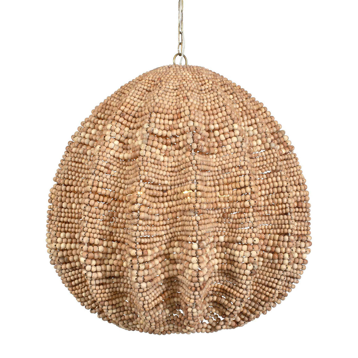 Kauri 5 Light Wooden Bead Pendant Brass / Woodtone - Light Brown by Uttermost - View 4