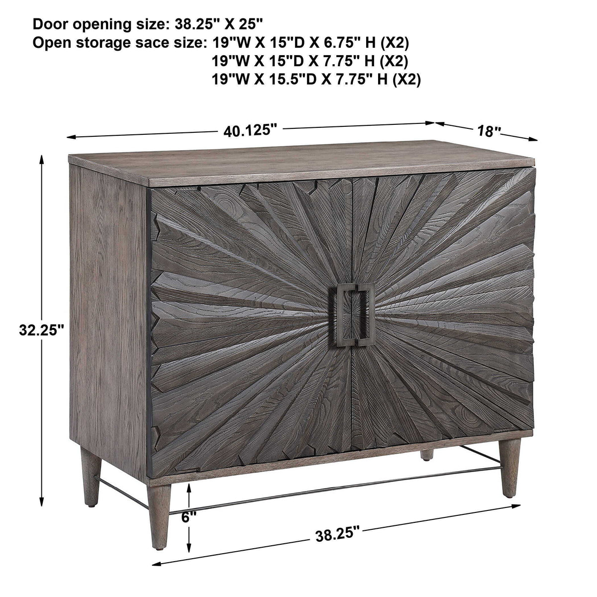 Shield Oak 2 Door Cabinet - Dark Gray by Uttermost - View 9