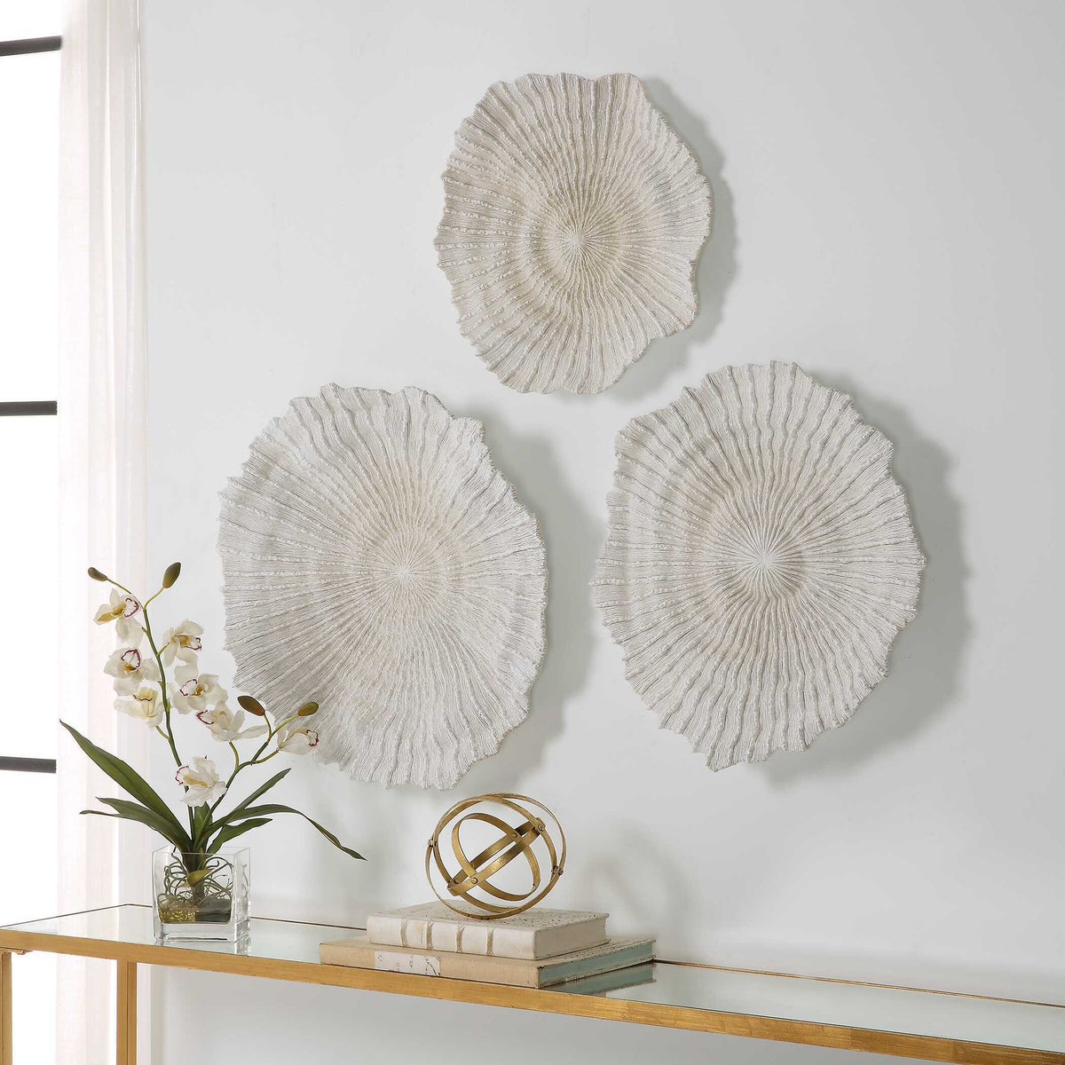 Ocean Gems Wall Decor (Set of 3) Ivory - Beige by Uttermost - View 3