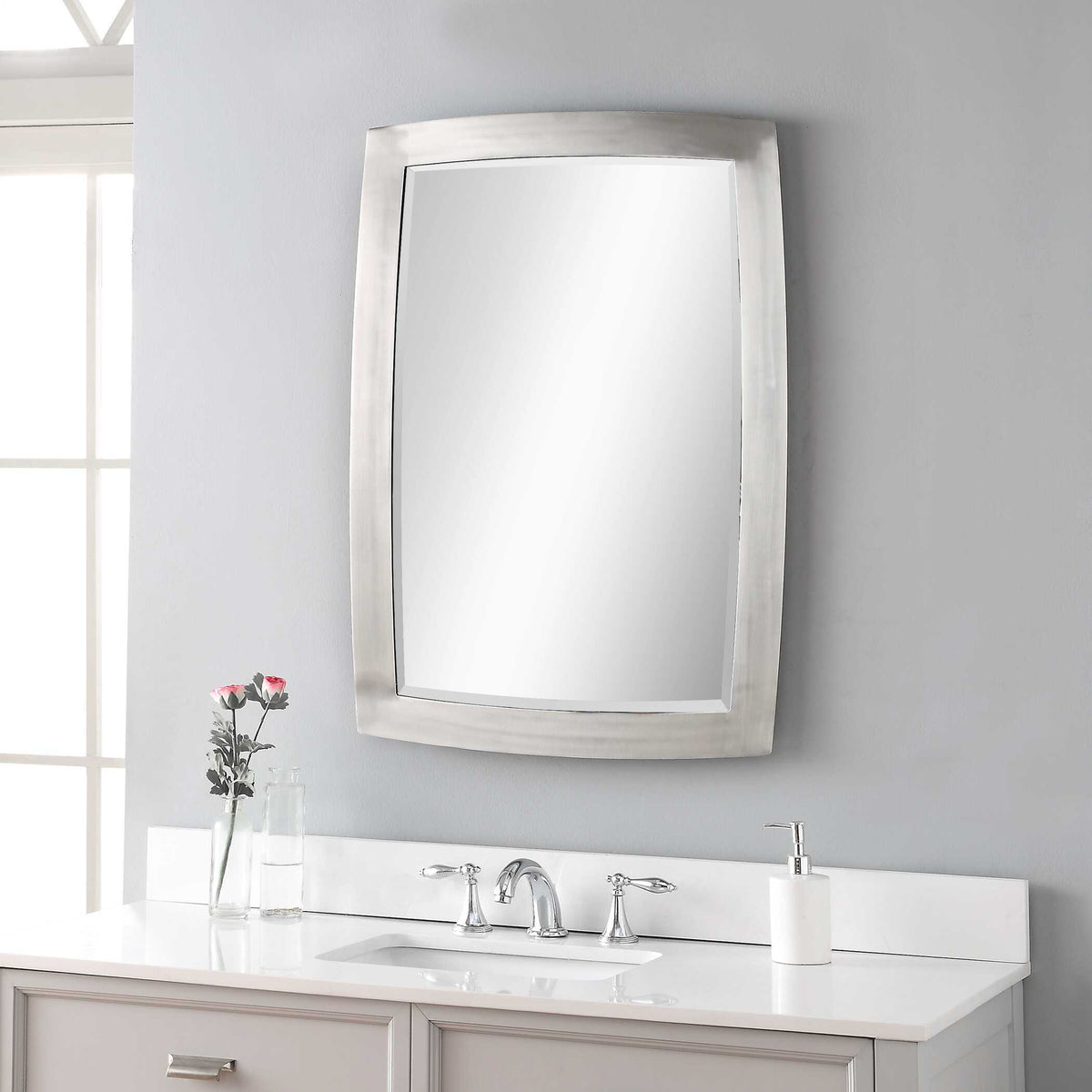 Haskill Mirror Brushed Nickel - Dark Gray by Uttermost - View 3