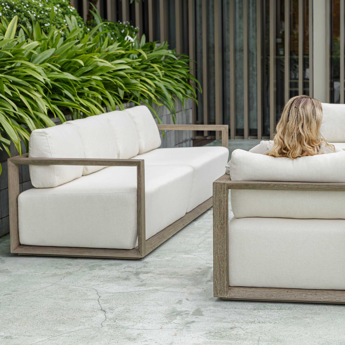 Remsen Outdoor Sofa - White by Uttermost - View 5