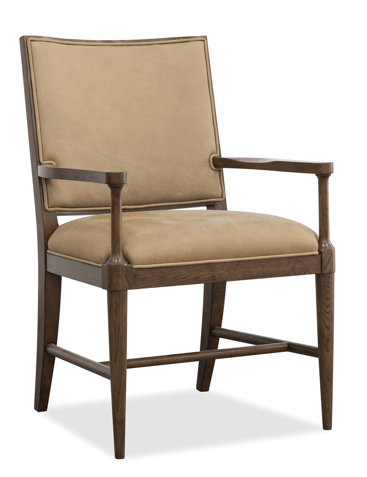 Cashiers Arm Leather Chair Chestnut / Vintage Ecru - Beige / Dark Brown by Hooker Furniture - View 1