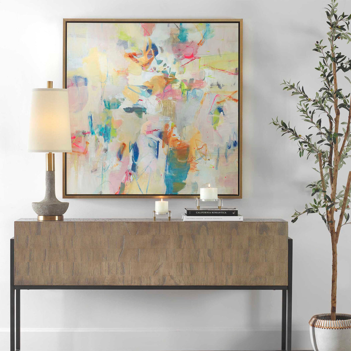 Party Time Framed Abstract Art - Beige / Light Blue by Uttermost - View 2