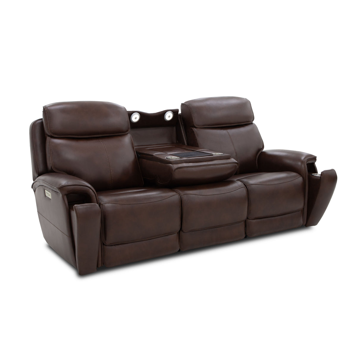 Walker Power Reclining Sofa With Console, Power Headrest & Lumbar - Dark Brown | Flexsteel