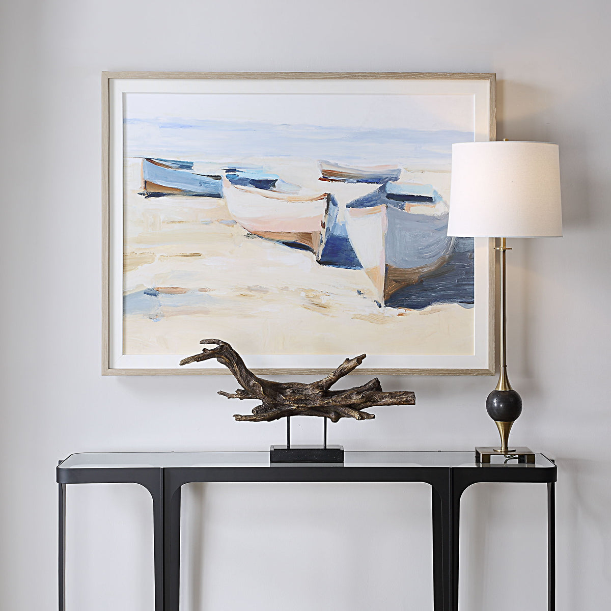 Beached Boats Framed Print - Light Brown by Uttermost - View 2