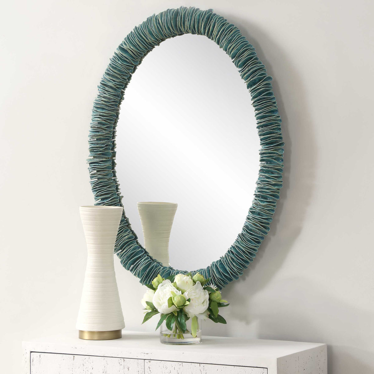 Bonaire Oval Mirror - Blue by Uttermost - View 3