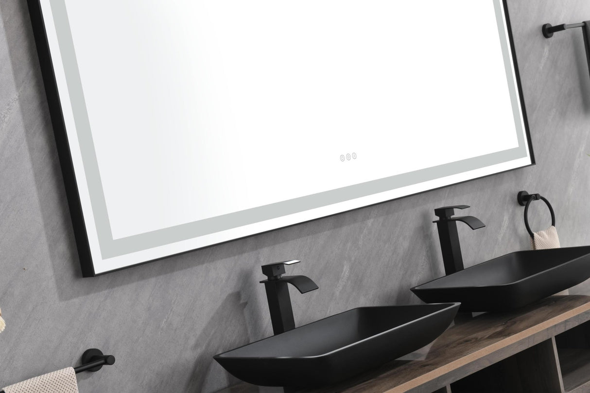 72 in. W x 36 in. H Black Framed LED Single Bathroom Vanity Mirror in Polished Crystal Bathroom Vanity LED Mirror with 3 Color Lights Mirror for Bathroom Wall Smart Lighted Vanity Mirror | Home Elegance USA