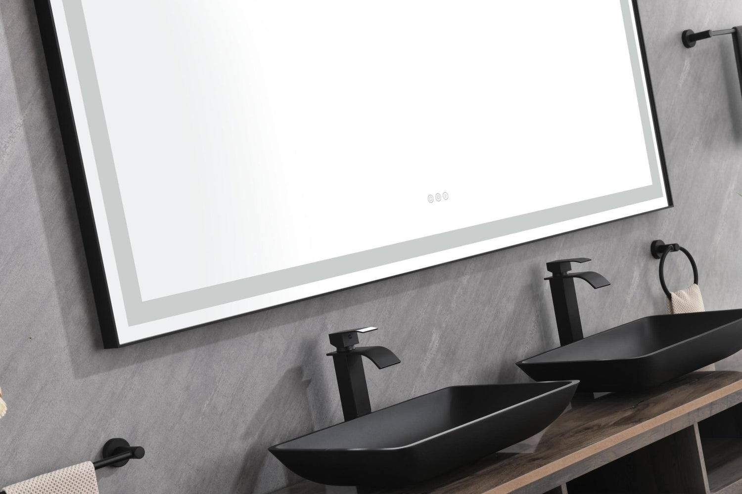 72 in. W x 36 in. H Black Framed LED Single Bathroom Vanity Mirror in Polished Crystal Bathroom Vanity LED Mirror with 3 Color Lights Mirror for Bathroom Wall Smart Lighted Vanity Mirror | Home Elegance USA