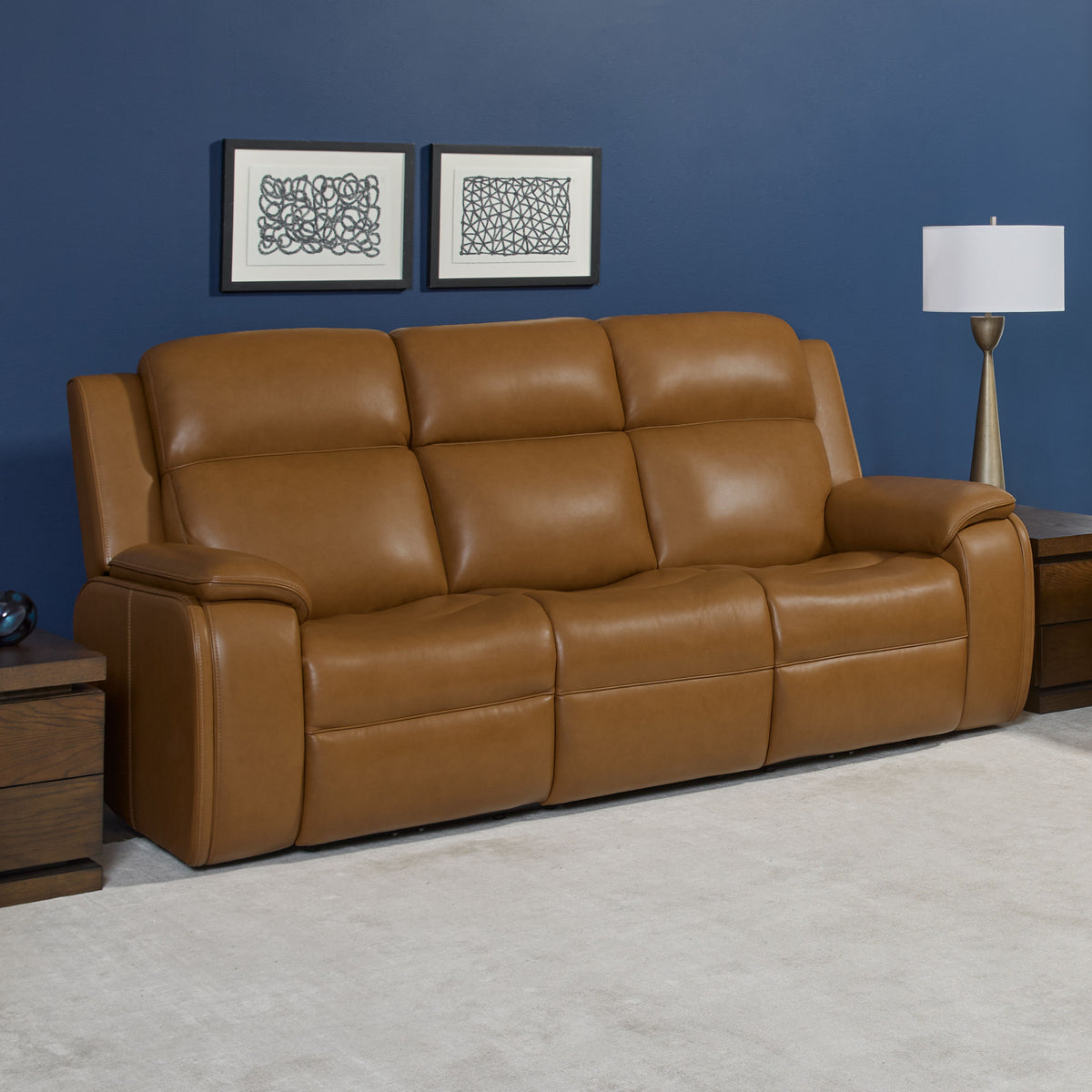 Ziggy Power Reclining Sofa With Power Headrest, Lumbar, Heat & Massage - Camel | Flexsteel
