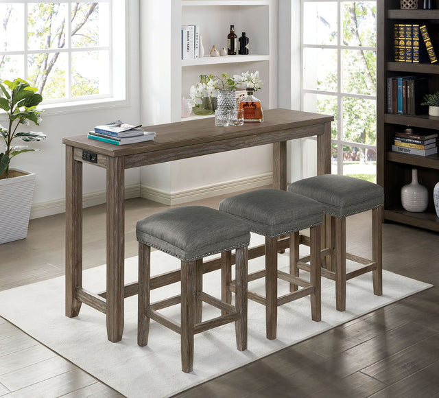 Caerleon - 4 Piece Counter Ht. Table Set - Wire - Brushed Gray / Gray | Home Elegance USA
