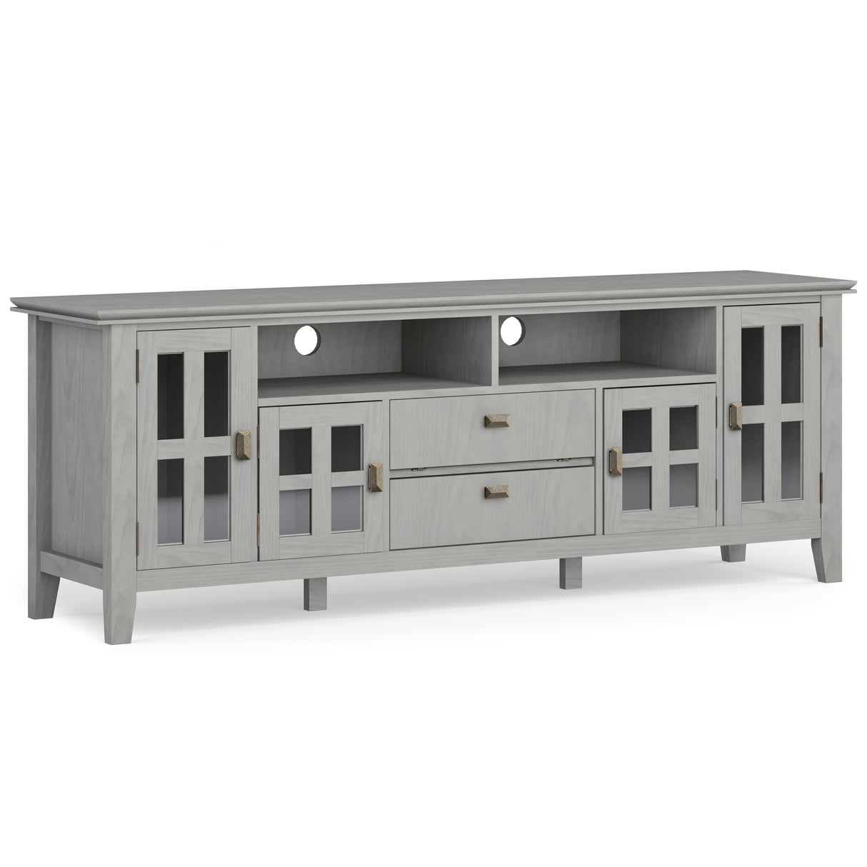 Artisan 72 inch Wide Solid Wood TV Stand in Fog Grey For TVs up to 80 inches