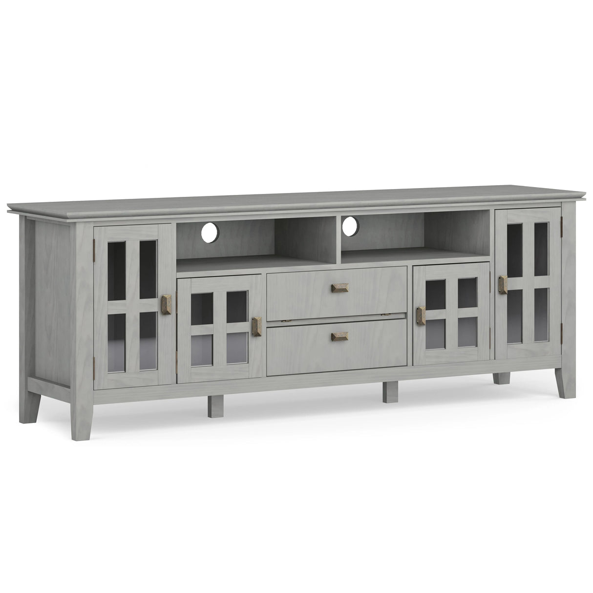 Artisan 72 inch Wide Solid Wood TV Stand in Fog Grey For TVs up to 80 inches - sold by Home Elegance USA