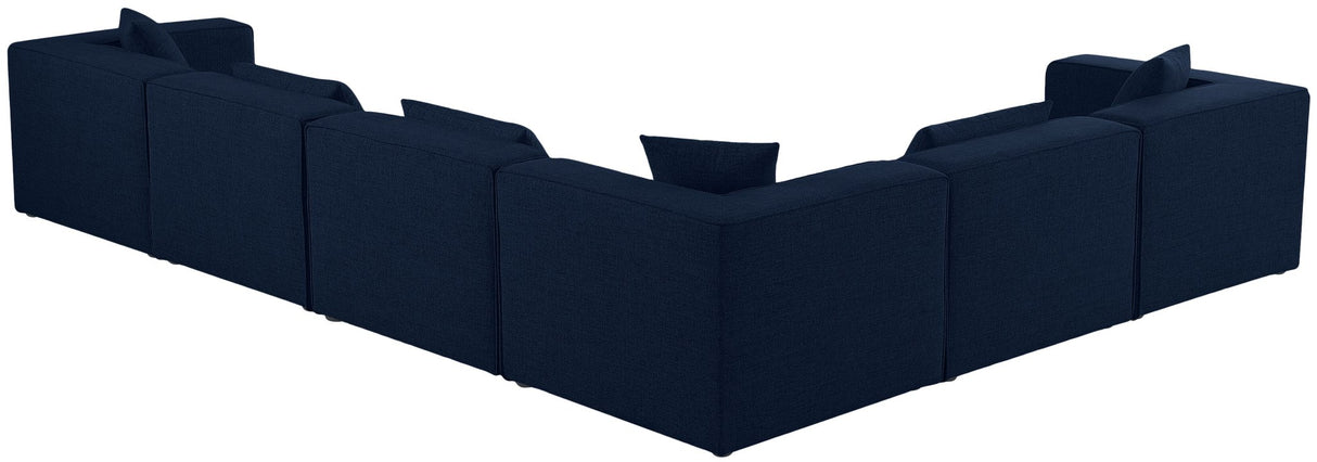 Cube - Modular Sectional 6 Piece - Navy - Fabric - Modern & Contemporary | Home Elegance USA