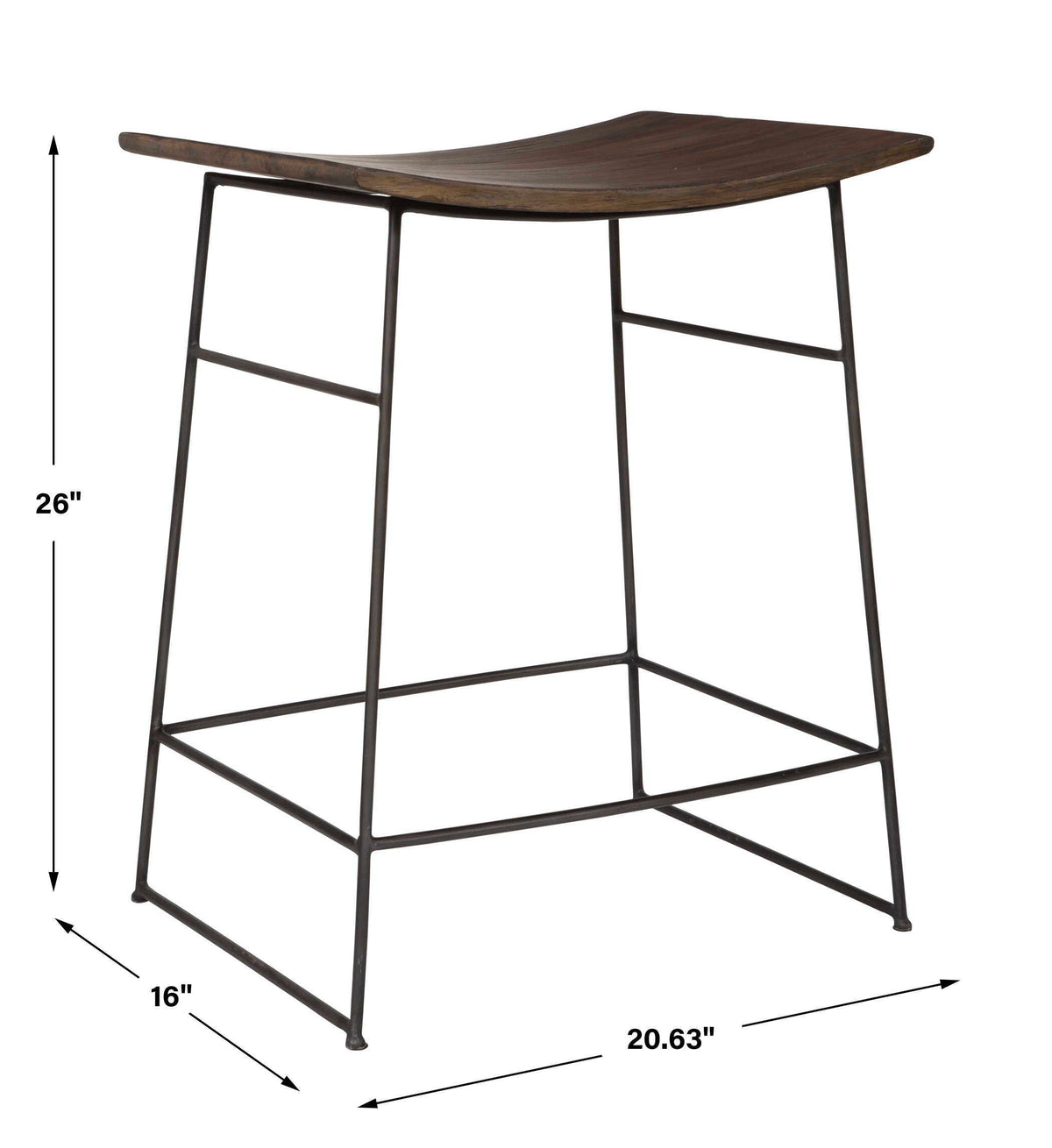 Thura Counter Stool Walnut - Dark Brown by Uttermost - View 6