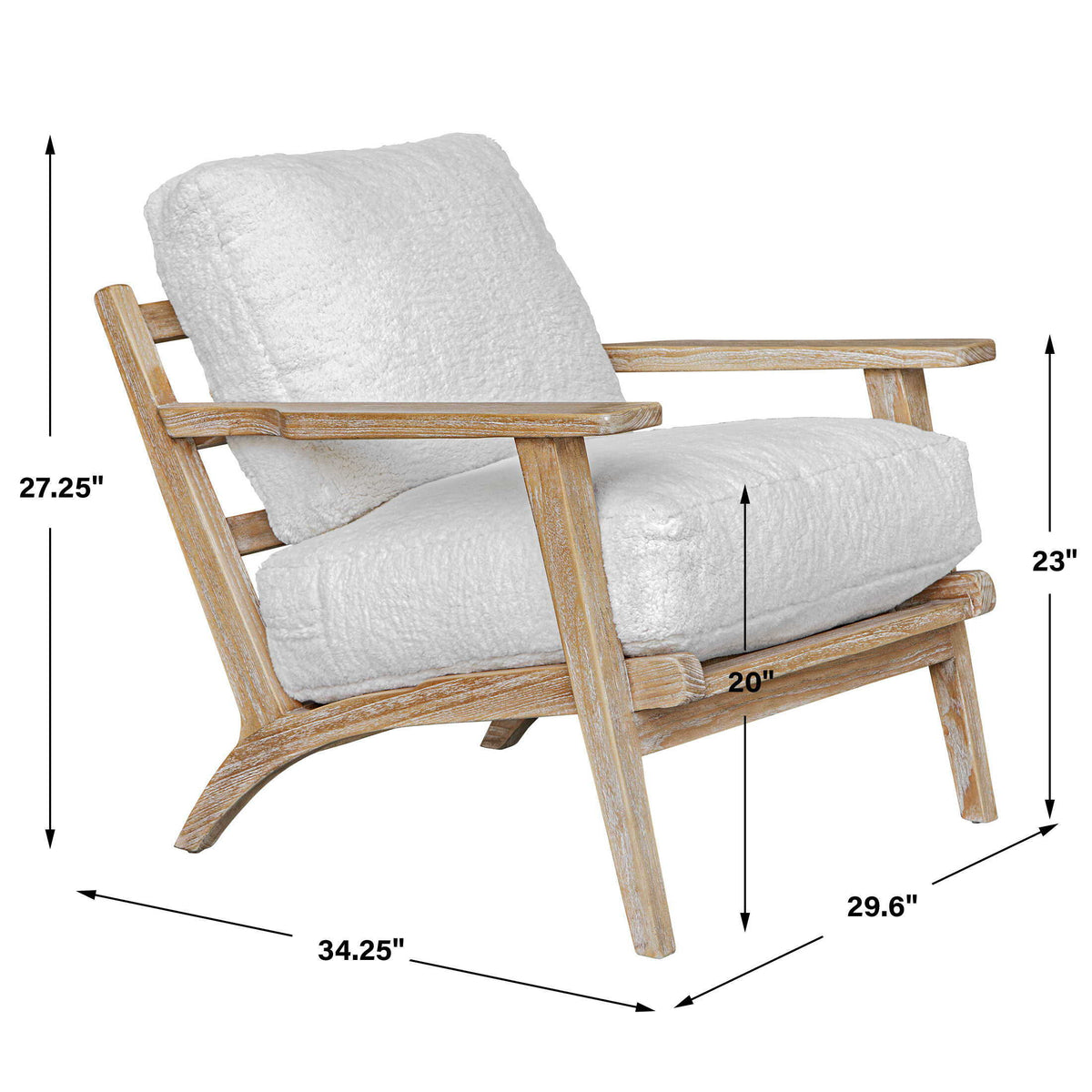 Laid Back Back Sheepskin Accent Chair - White by Uttermost - View 9