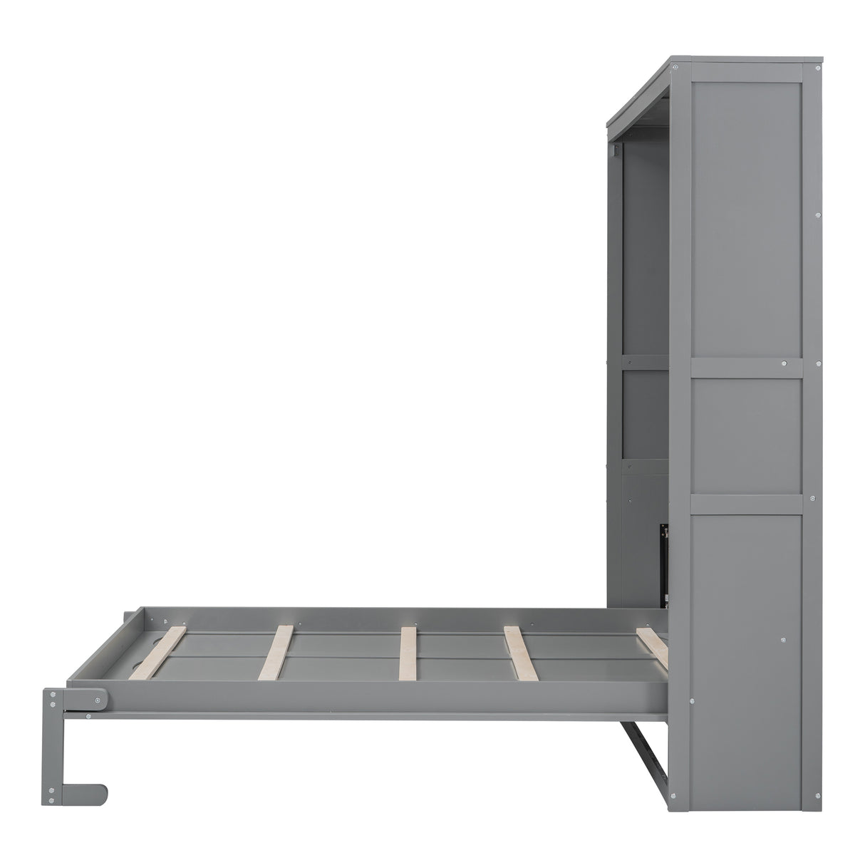 Queen Size Murphy Bed Wall Bed with Shelves,Gray - Home Elegance USA